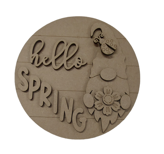 Paintable MDF Blank Kit - Hello Spring Gonk Sign - Small