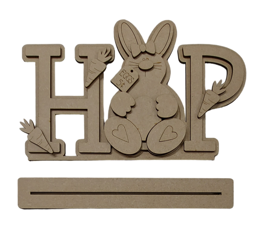 Paintable MDF Blank Kit - HOP Bunny shelf sitter