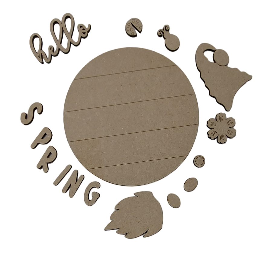 Paintable MDF Blank Kit - Hello Spring Gonk Sign - Small