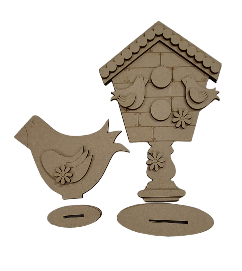 PAINTABLE MDF BLANK - Bird House & Bird