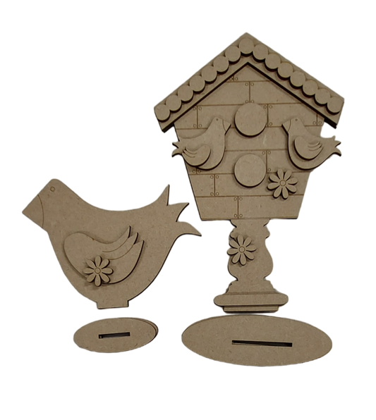 PAINTABLE MDF BLANK - Bird House & Bird