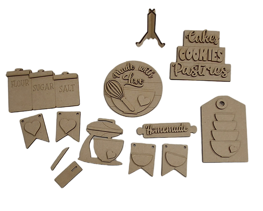 PAINTABLE MDF BLANK - Vintage Baking Set