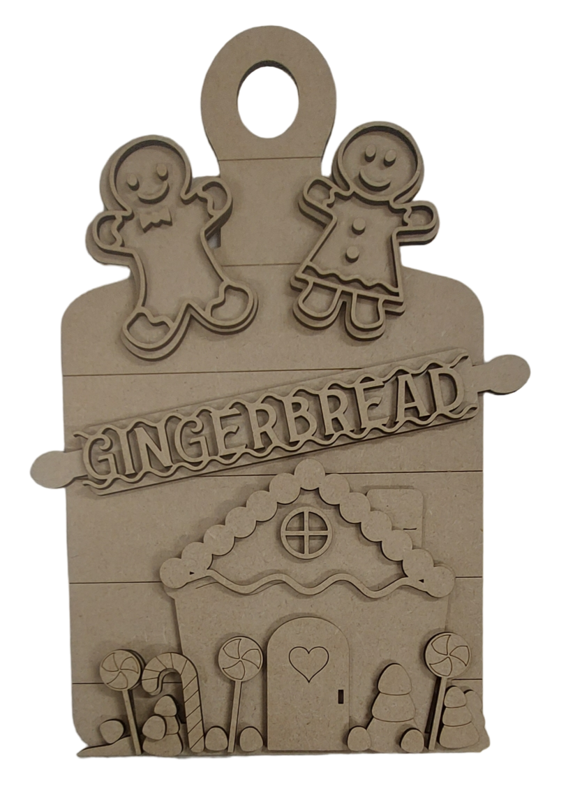 PAINTABLE MDF BLANK KIT - Gingerbread Chopping Board Kit. Christmas Ornament