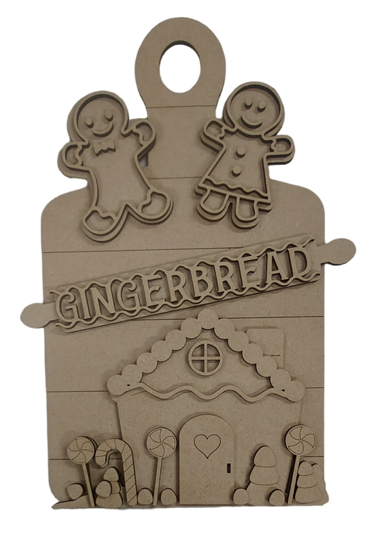 PAINTABLE MDF BLANK KIT - Gingerbread Chopping Board Kit. Christmas Ornament