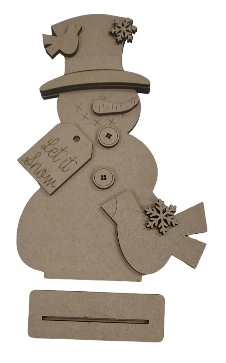 PAINTABLE MDF BLANK KIT - Snowman Shelf Sitter - Large. Christmas Ornament