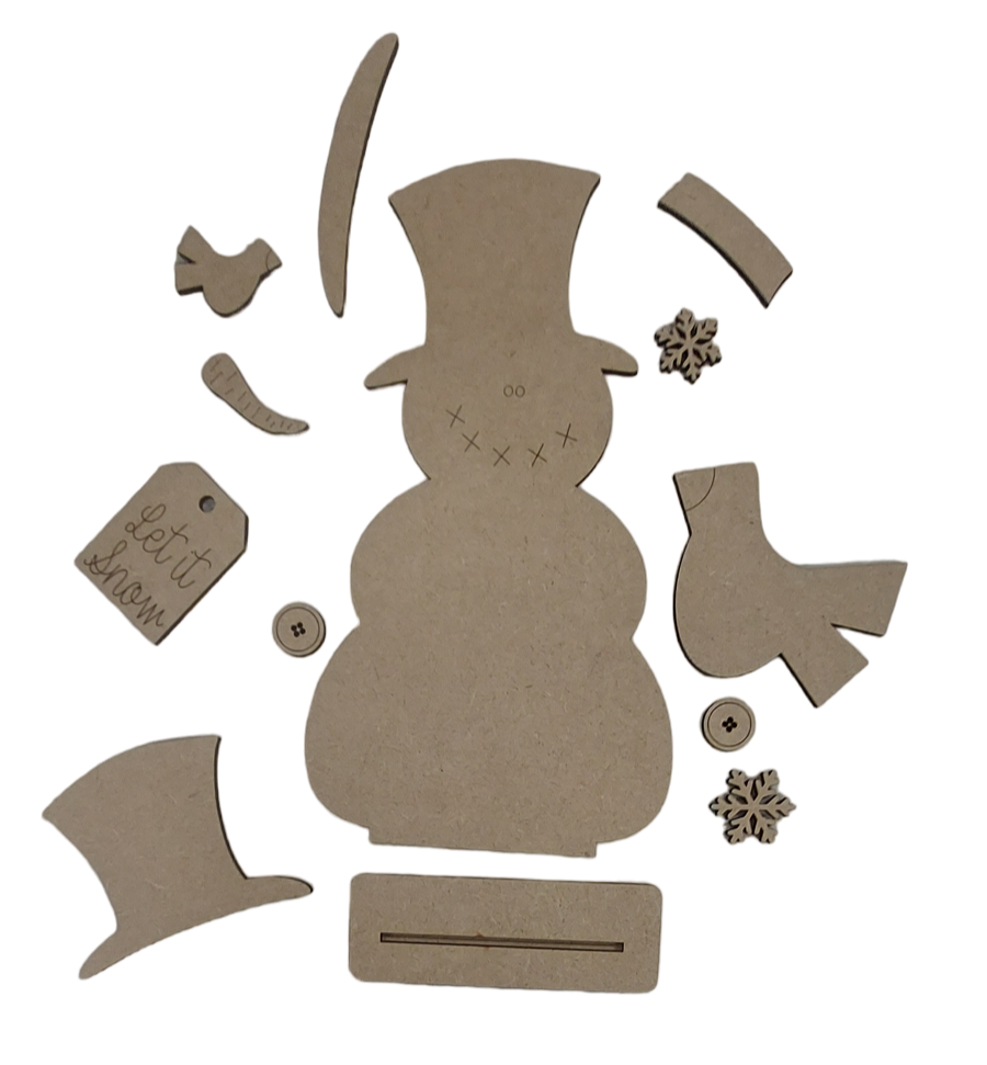 PAINTABLE MDF BLANK KIT - Snowman Shelf Sitter - Large. Christmas Ornament