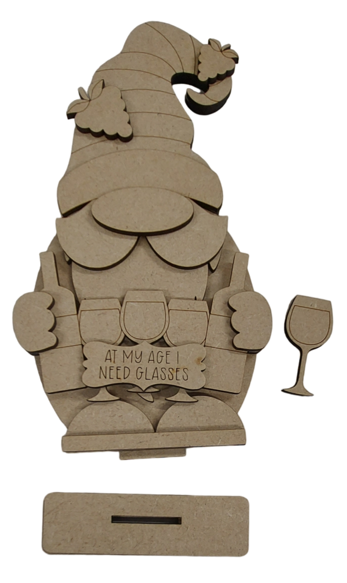 PAINTABLE MDF BLANK KIT - Wine lover gonk / Gnome Shelf Sitter