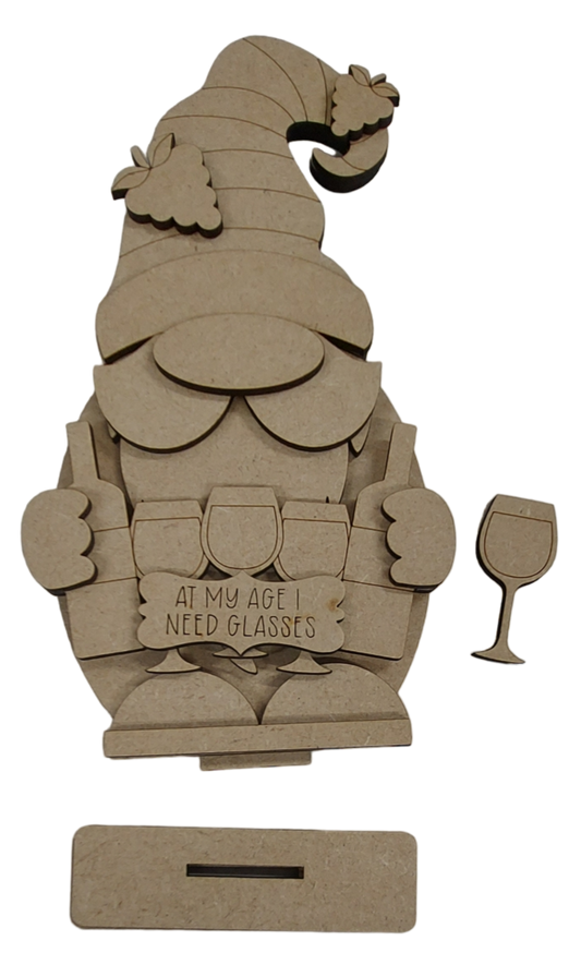 PAINTABLE MDF BLANK KIT - Wine lover gonk / Gnome Shelf Sitter