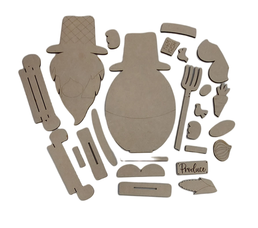 PAINTABLE MDF BLANK KIT - Farmer/Gardener Gonk / Gnome