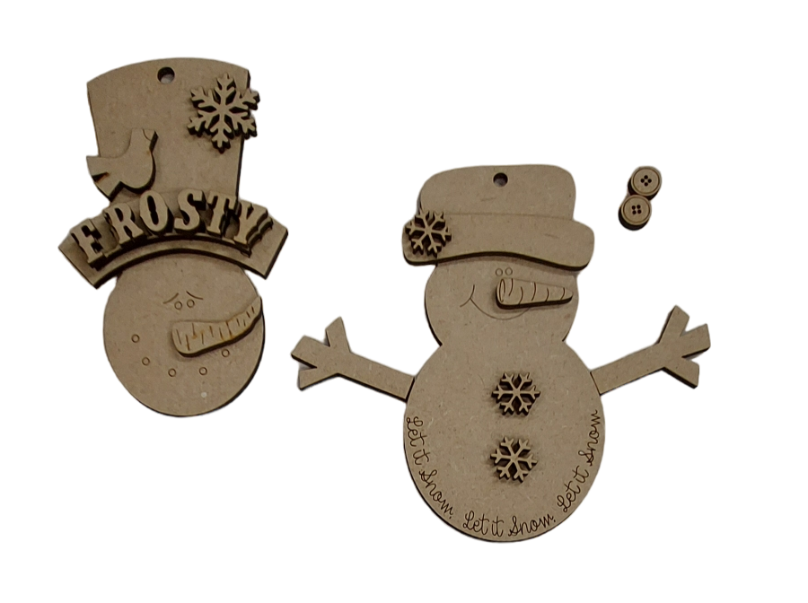 PAINTABLE MDF DIY CRAFT KIT - Hanging Snowmen Tree Decoration. Christmas Ornament