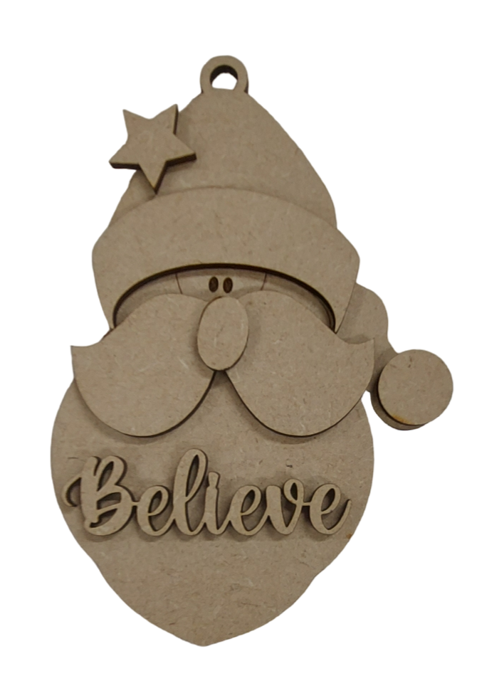 PAINTABLE MDF BLANK KIT - Santa Christmas Hanging decoration