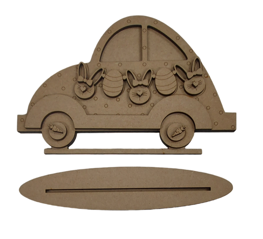 PAINTABLE MDF BLANK KIT - Easter Car Shelf Sitter Lrg