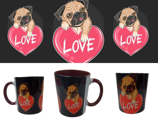 MUG - BURGANDY WITH LOVE PUG